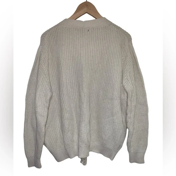 Forever 21 Lace Up V-Neck Sweater Chunky Knit Pullover Sweater Ivory color Sz S - Picture 6 of 10